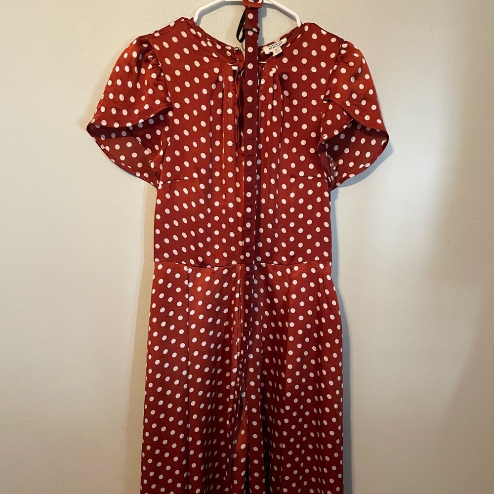 Brown Polka Dot 1940s Dress, with Belt, Unique Vintage